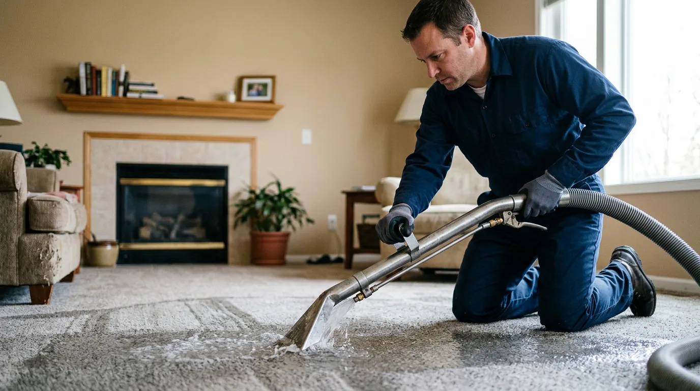 Water damage restoration technician working near Lonedell, MO